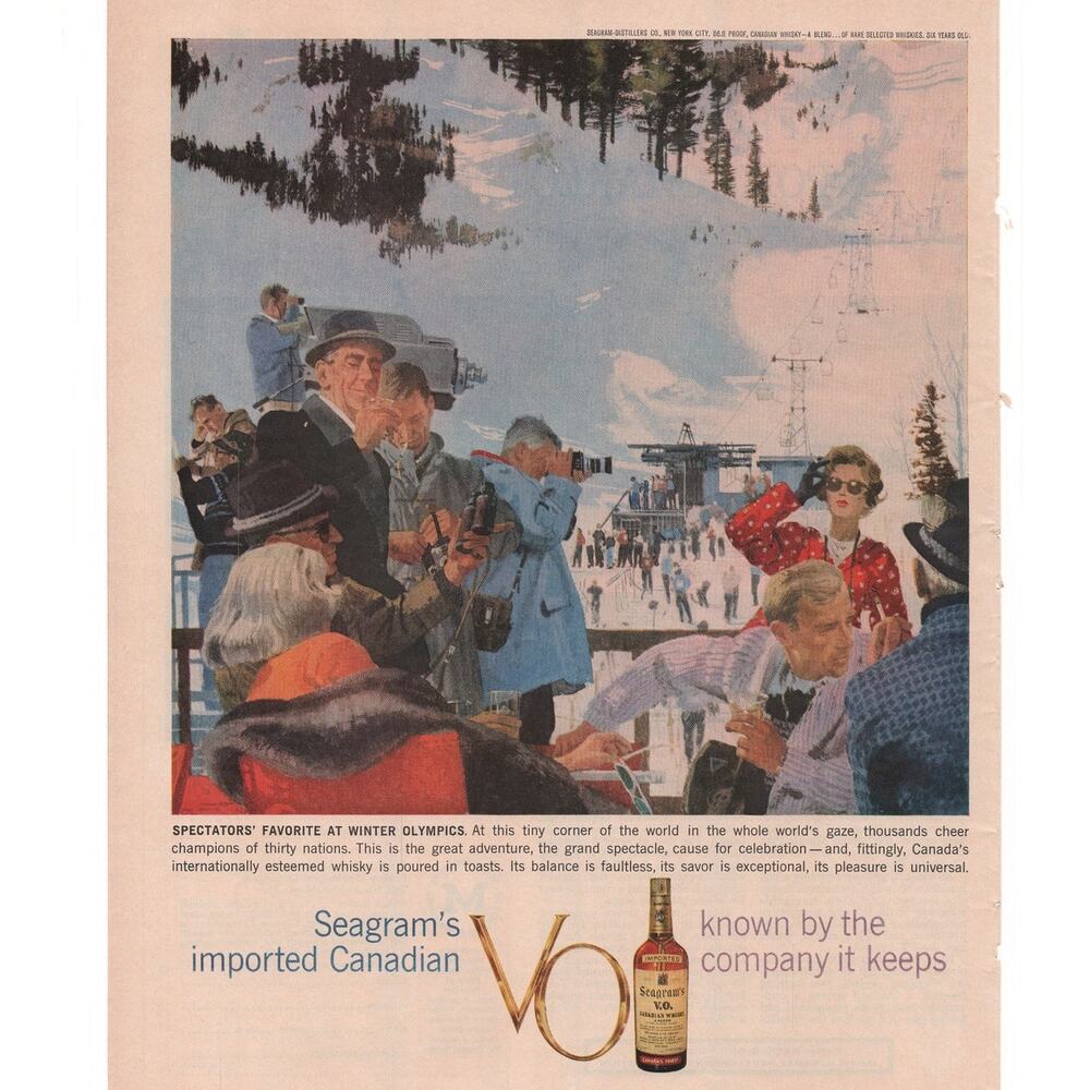 Seagram VO Imported Canadian Whisky Magazine Advertisement 1960 Winter Olympics